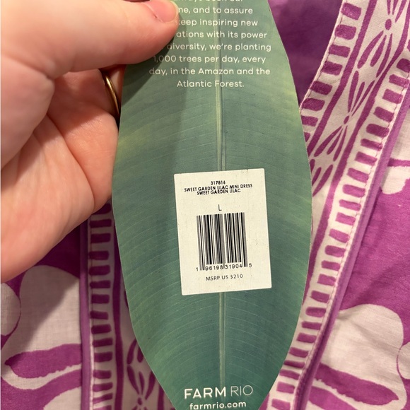 Lilac Sweet Garden Mini Dress - Farm Rio - Size Large - Picture 4 of 6